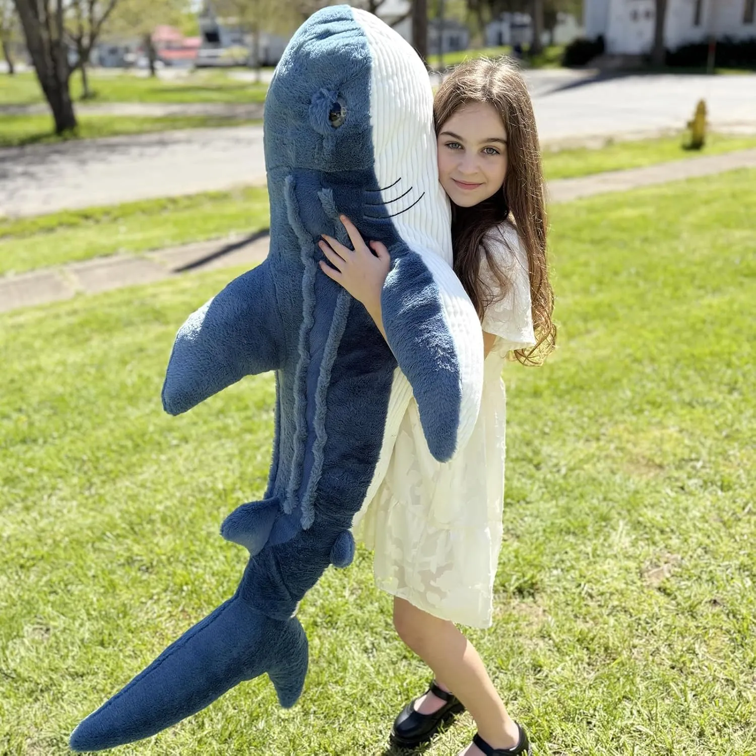 Tezituor 4.3ft Giant Whale Shark Stuffed Animal, 51 inch Large Stuffed Whale Shark Plush Ocean Toys, Hugging Soft Shark Whale Plush Pillow for Girls Boys