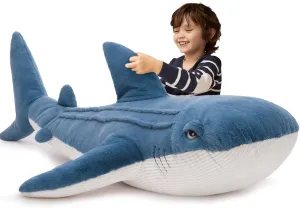 Tezituor 4.3ft Giant Whale Shark Stuffed Animal, 51 inch Large Stuffed Whale Shark Plush Ocean Toys, Hugging Soft Shark Whale Plush Pillow for Girls Boys
