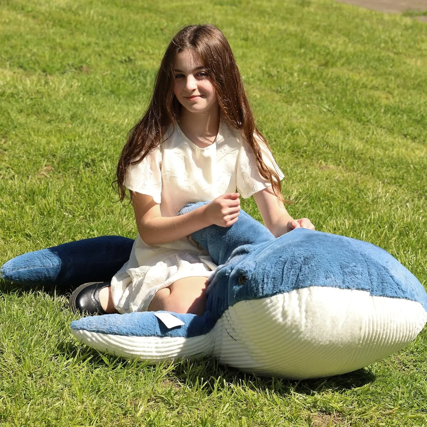 Tezituor 4.3ft Giant Whale Shark Stuffed Animal, 51 inch Large Stuffed Whale Shark Plush Ocean Toys, Hugging Soft Shark Whale Plush Pillow for Girls Boys