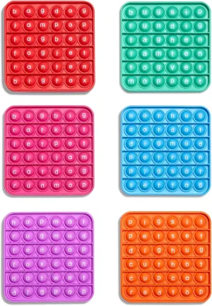THE FIDGET GAME Word Pop CVC Words Mats for Classrooms (Pack of 6) - Learn to Read in Weeks - Multisensory Reading & Phonics Interactive Tools Ideal for Pre-Kindergarten to 1st Grade