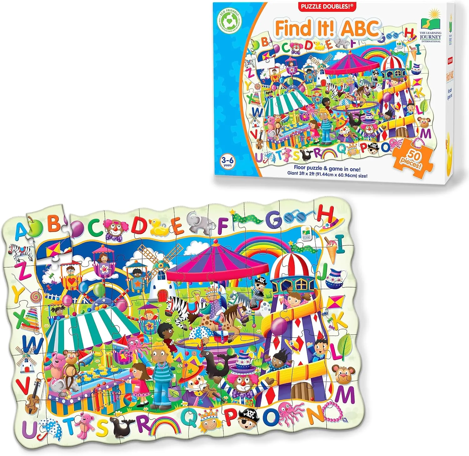 The Learning Journey Puzzle Doubles - Find It! ABC - Large Floor Puzzle For Kids Ages 3-5, ABC Puzzles For Kids Ages 3-5, Alphabet Puzzle, Award Winning Educational Toys