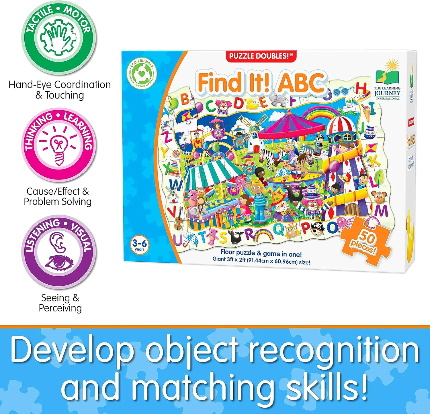 The Learning Journey Puzzle Doubles - Find It! ABC - Large Floor Puzzle For Kids Ages 3-5, ABC Puzzles For Kids Ages 3-5, Alphabet Puzzle, Award Winning Educational Toys