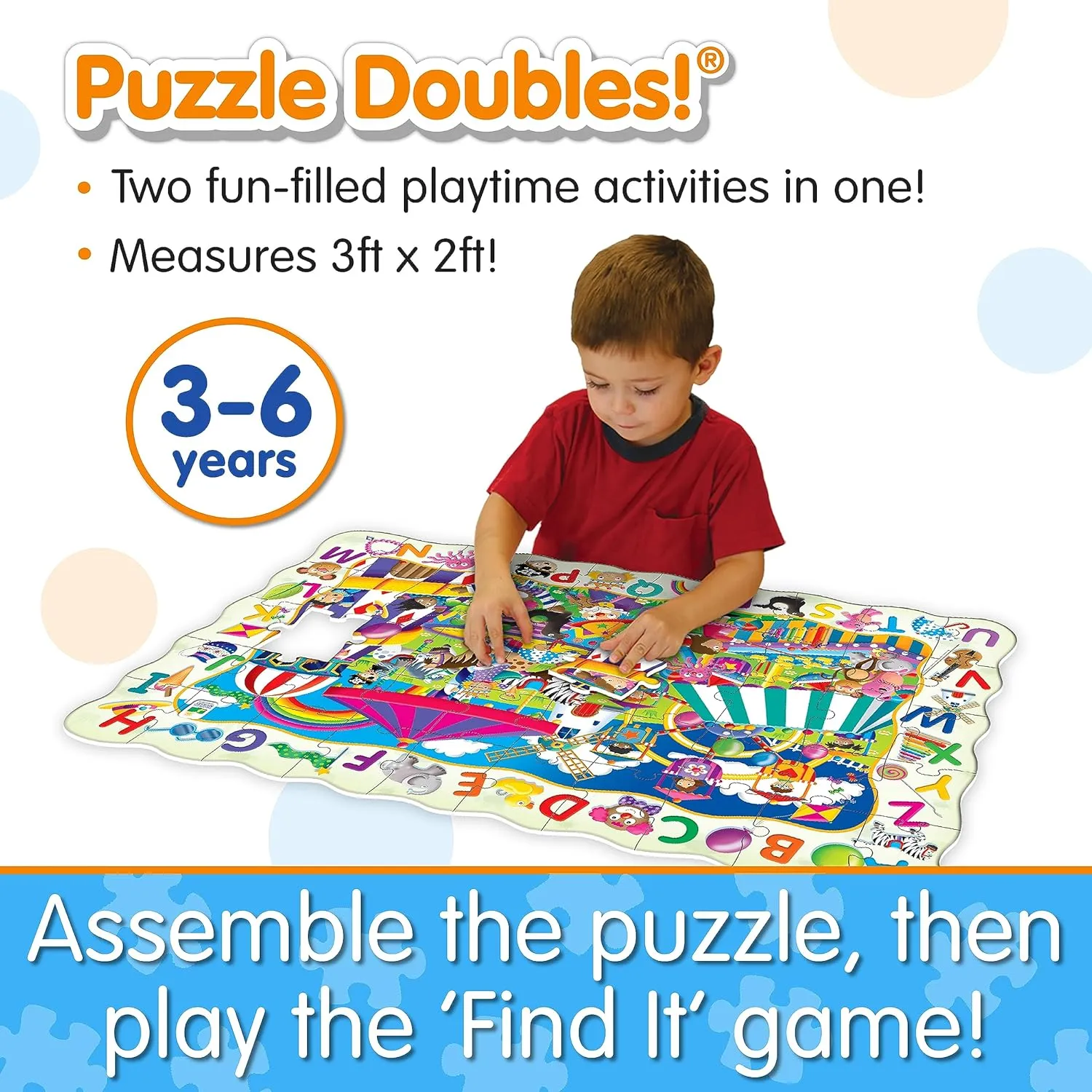 The Learning Journey Puzzle Doubles - Find It! ABC - Large Floor Puzzle For Kids Ages 3-5, ABC Puzzles For Kids Ages 3-5, Alphabet Puzzle, Award Winning Educational Toys