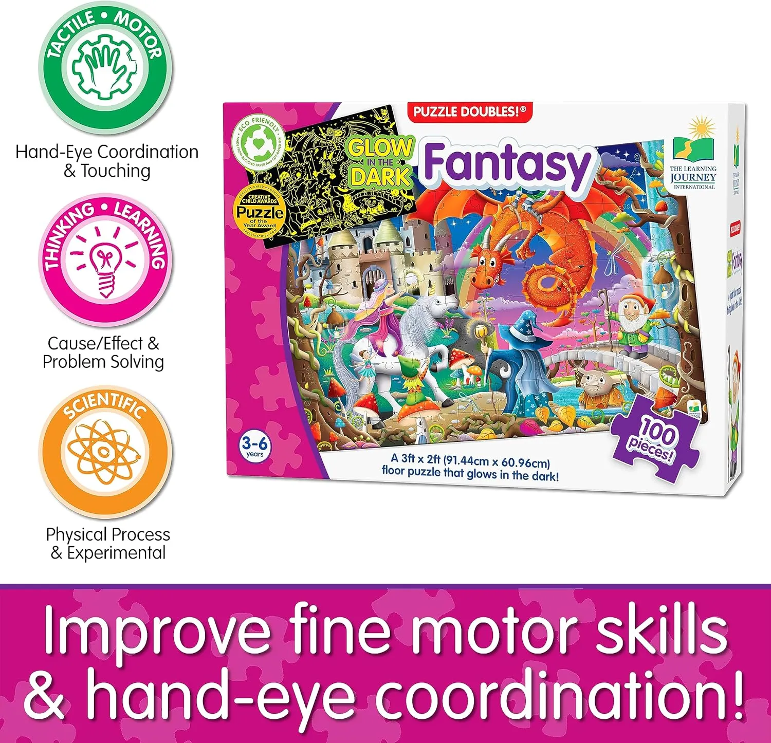 The Learning Journey - Puzzle Doubles! Glow in The Dark! - Fantasy - Puzzle for Kids - Toddler Games & Gifts for Boys & Girls Ages 3 Years and Up - Award Winning Games and Puzzles