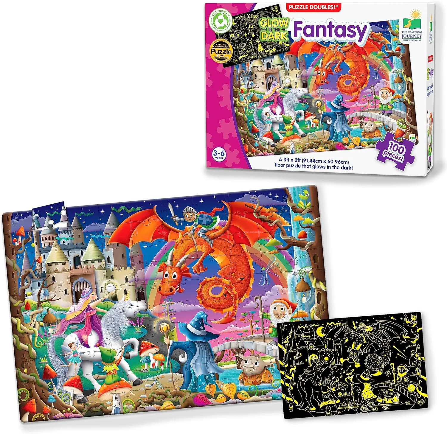 The Learning Journey - Puzzle Doubles! Glow in The Dark! - Fantasy - Puzzle for Kids - Toddler Games & Gifts for Boys & Girls Ages 3 Years and Up - Award Winning Games and Puzzles