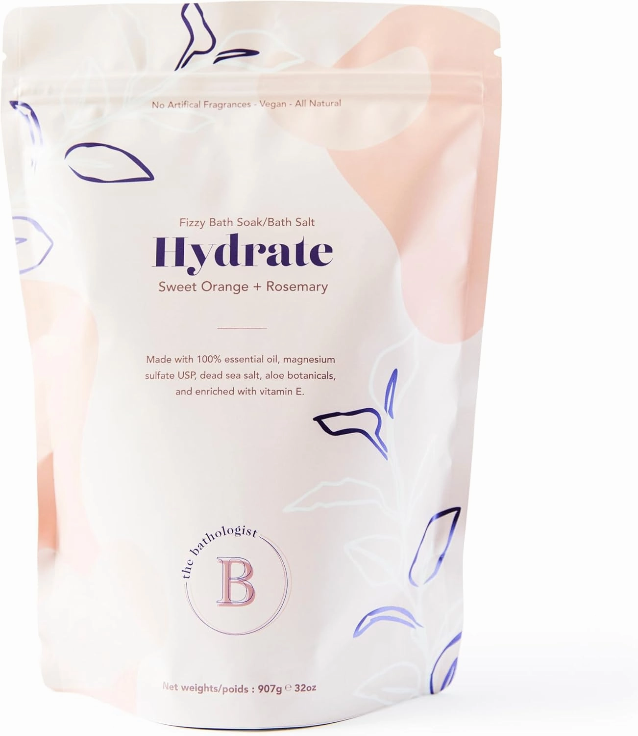 The Bathologist Hydrate Fizzy Bath Soak, Sweet Orange & Rosemary, Shea Butter & Epsom Salt, Mineral Therapeutics, Exfoliating for Dry Skin, Vegan & Cruelty-Free, 32 oz