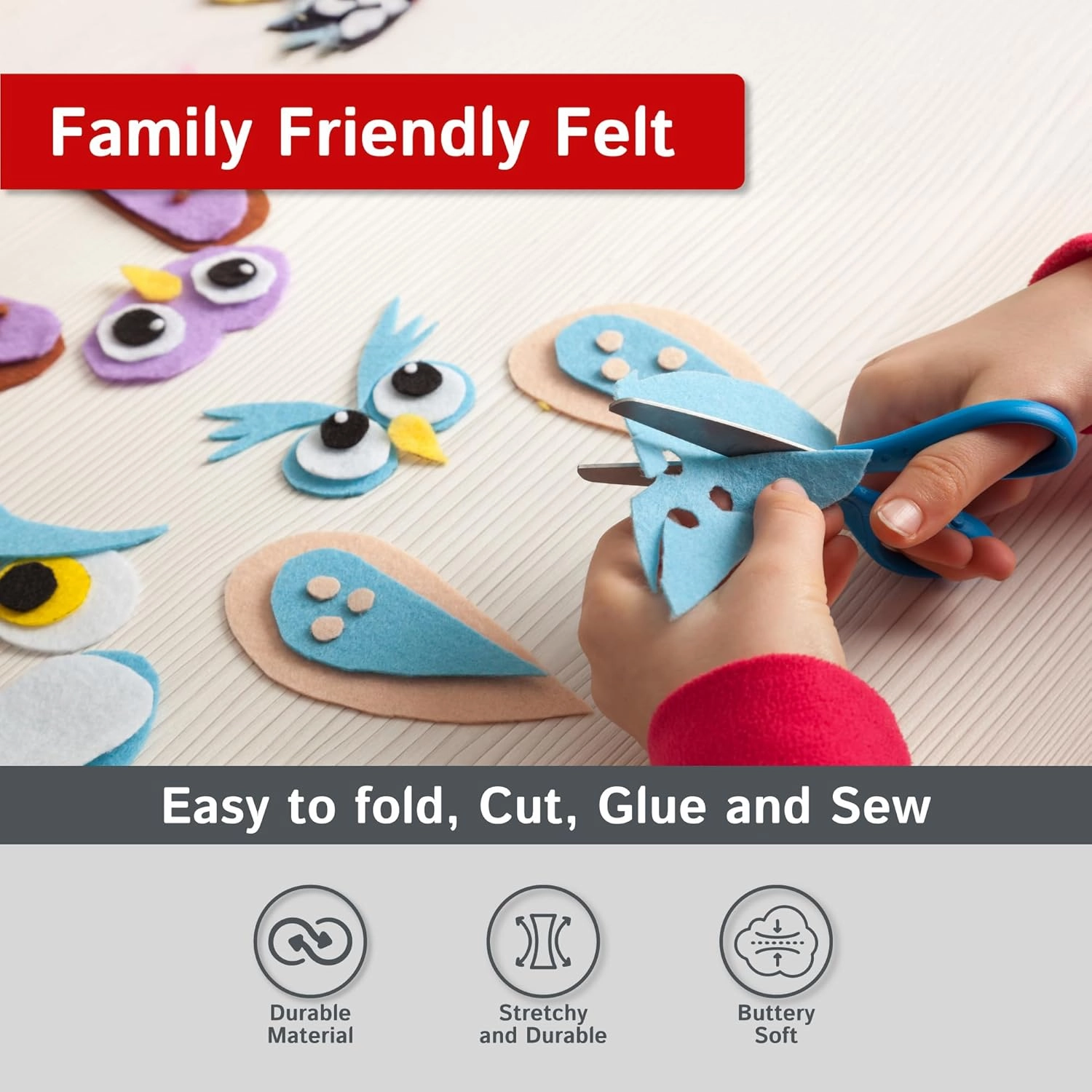 The Felt Store Craft Felt Assorted Sheets - 9" x 12" - 25-Piece Pack- Craft Fabric for DIY Arts & Crafts, Decorations - Soft and Durable Craft Felt - Crafting & Embroidery Material – Wedgewood