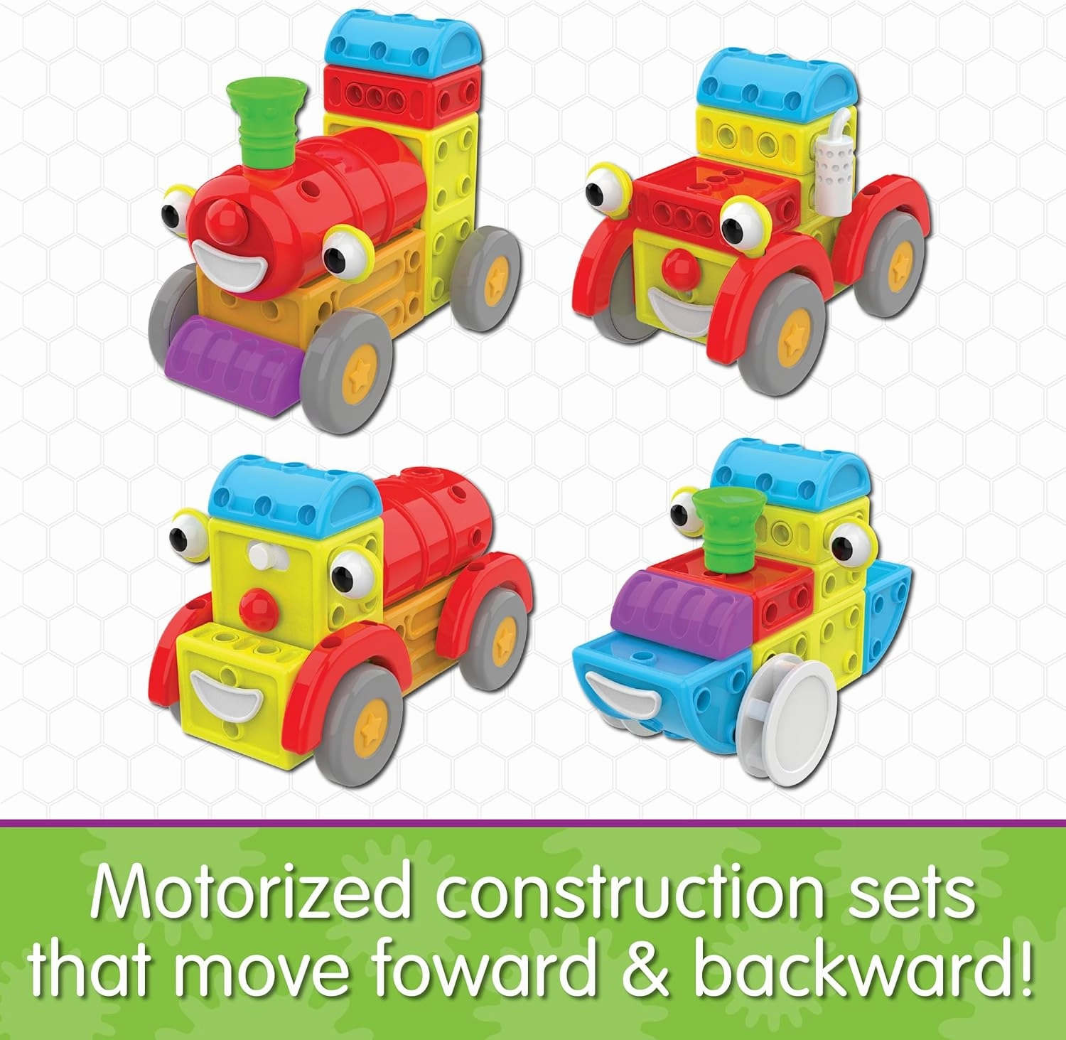 The Learning Journey: Techno Kids 4-in-1 Around Town - Kids Moblie Vehicles Construction Combo Set - Interlocking - Interchangeable STEM Toy Gear Sets for Children Preschool- Ages 3 Years and Up