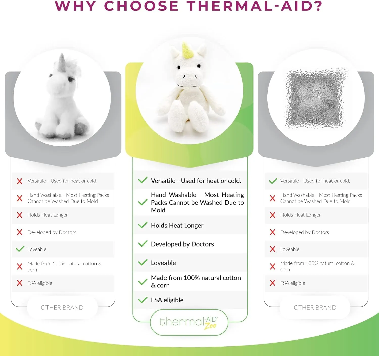 Thermal-Aid Zoo Microwavable Stuffed Animal - Plush Toy and Hot Cold Pack - Juno The Unicorn White