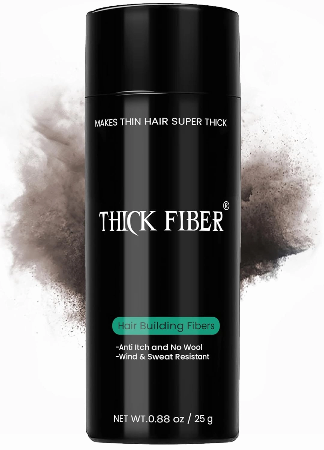 THICK FIBER Hair Fibers for Thinning Hair & Bald spots (DARK BROWN) - 25g Bottle - Conceals Hair Loss in Seconds - Hair Powder for Women & Men