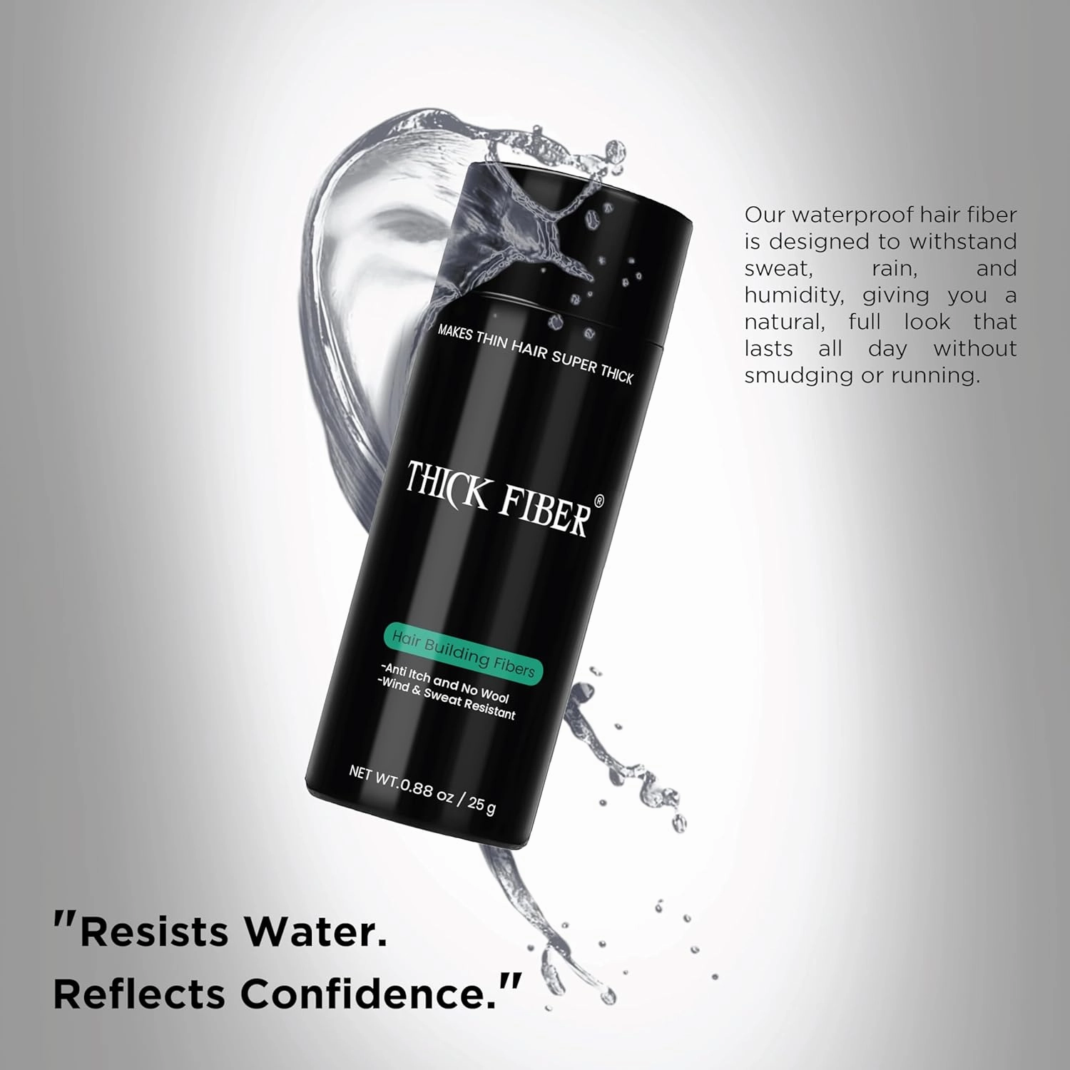 THICK FIBER Hair Fibers for Thinning Hair & Bald spots (DARK BROWN) - 25g Bottle - Conceals Hair Loss in Seconds - Hair Powder for Women & Men