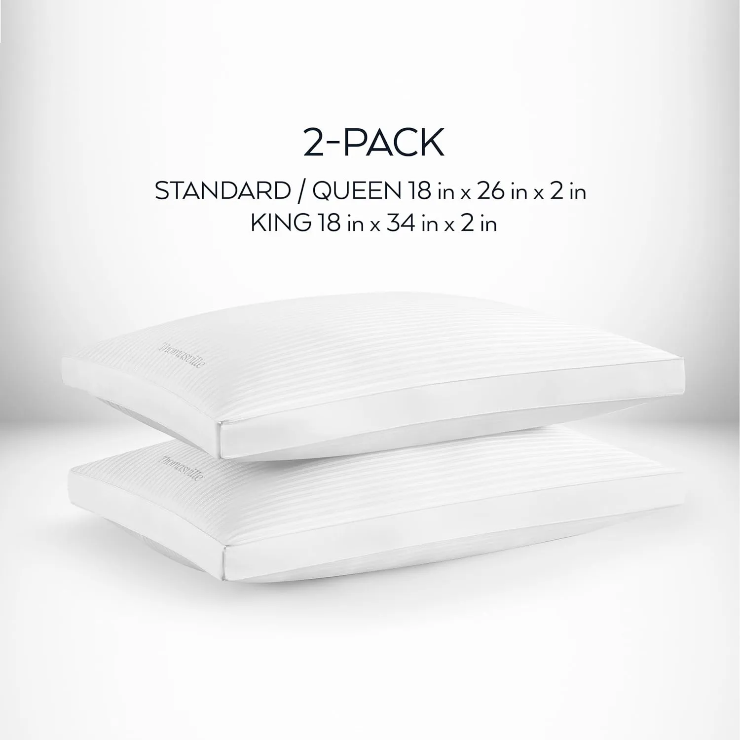 Thomasville 400 Thread Count Cotton Dobby Stripe Hotel Style Bed Pillow, Standard, White 2