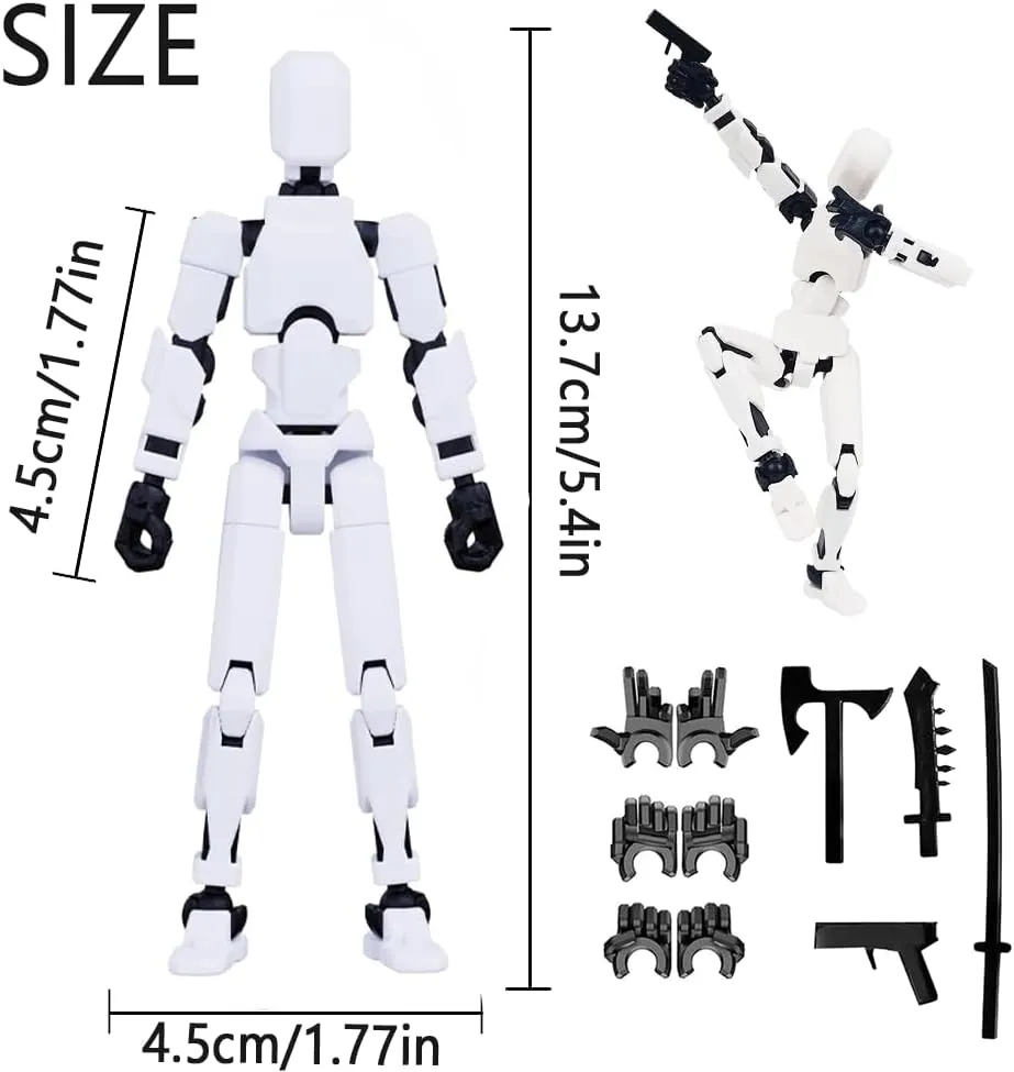 Titan 13 Action Figure, New Robot Action Figure with Multi-Accessories 3D Print Multi-Articulated Virtual Robot 13 Action Figure Desktop Decor (5-Piece)