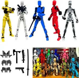 Titan 13 Action Figure, New Robot Action Figure with Multi-Accessories 3D Print Multi-Articulated Virtual Robot 13 Action Figure Desktop Decor (5-Piece)