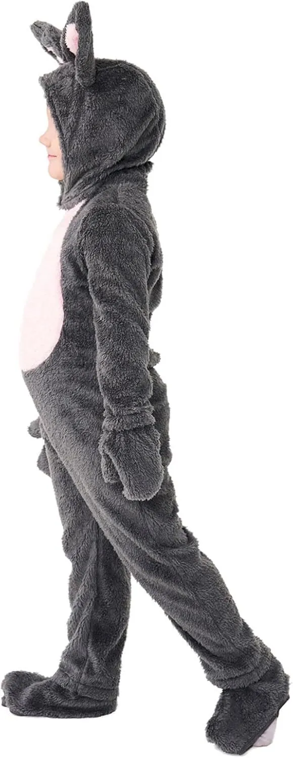 Toddler Winter Pajamas Toddler Grey Bunny Costume with Jumpsuit and Rabbit Ears for Playful Flannel Hooded