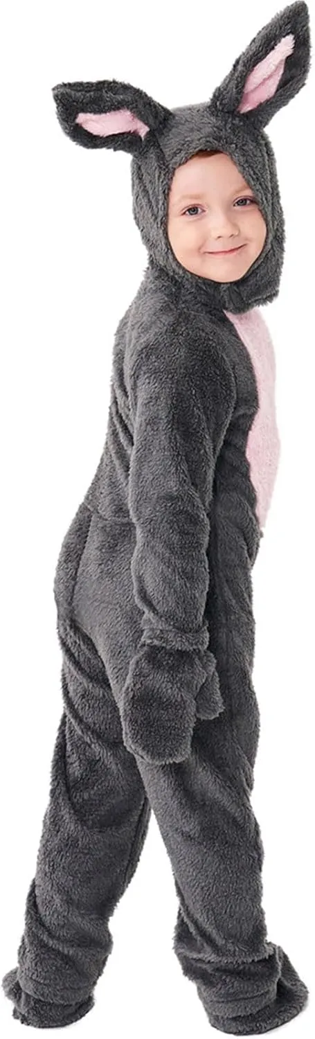 Toddler Winter Pajamas Toddler Grey Bunny Costume with Jumpsuit and Rabbit Ears for Playful Flannel Hooded