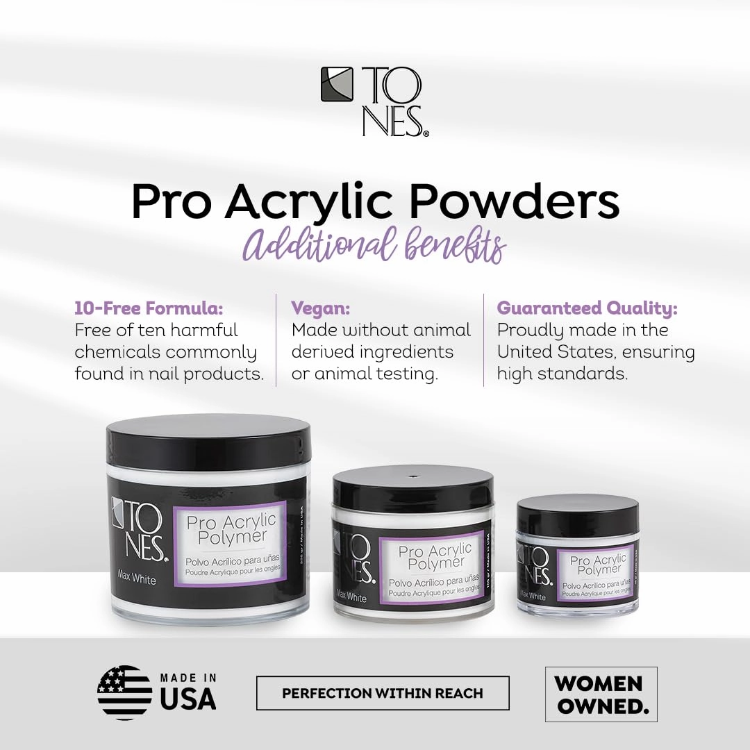 Tones Pro Acrylic Powder New Pink - Premium Nail Powder for Professional Nail Design, Sculpting, and Building - Salon-Quality Supplies (3.5 Fl Oz)