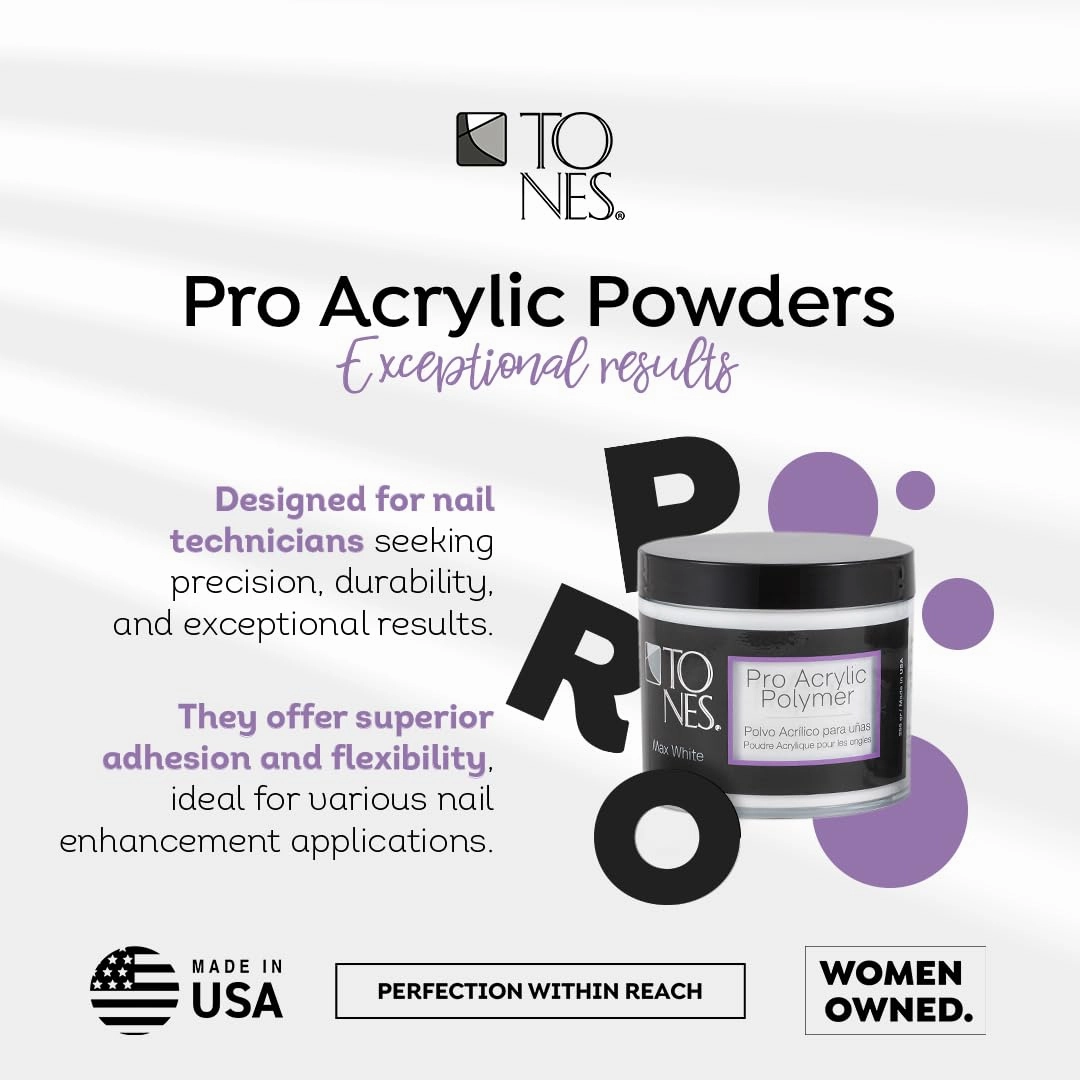 Tones Pro Acrylic Powder New Pink - Premium Nail Powder for Professional Nail Design, Sculpting, and Building - Salon-Quality Supplies (3.5 Fl Oz)