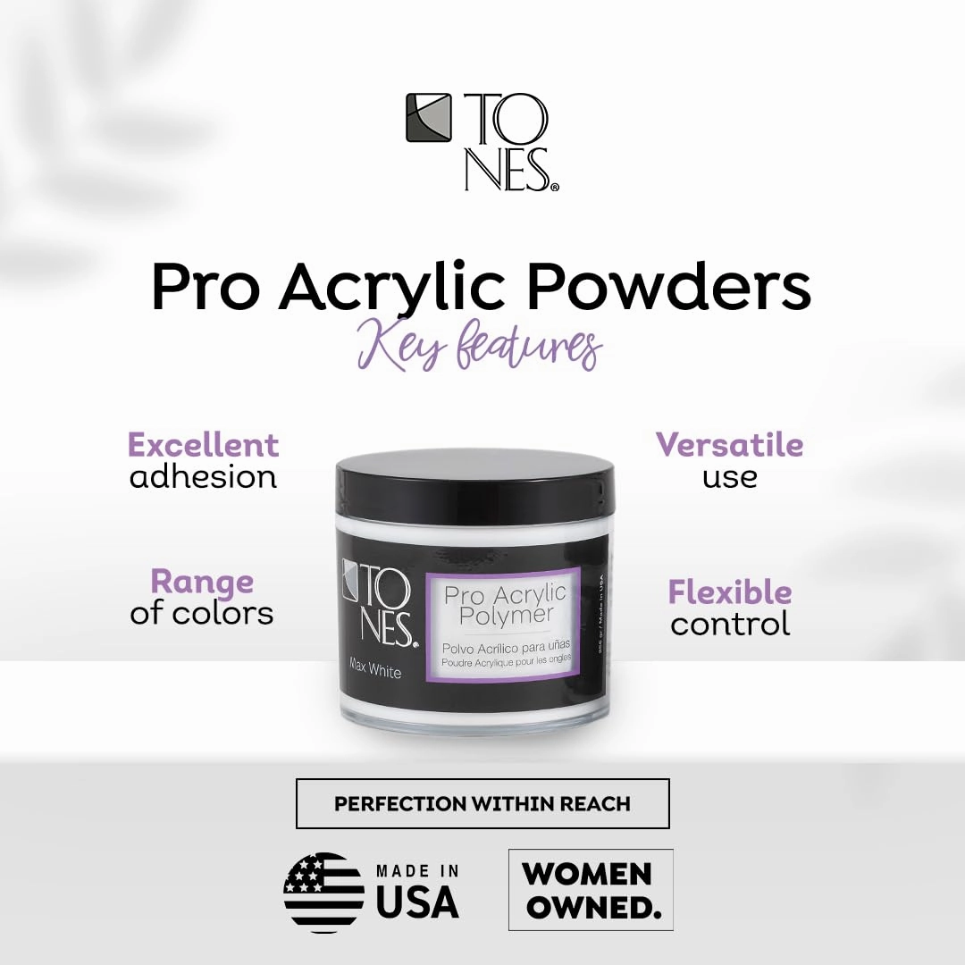 Tones Pro Acrylic Powder New Pink - Premium Nail Powder for Professional Nail Design, Sculpting, and Building - Salon-Quality Supplies (3.5 Fl Oz)