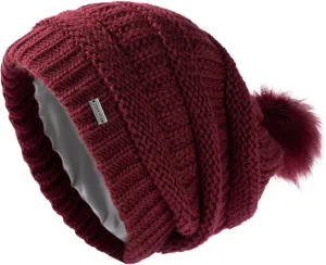 TOP-EX 100% Merino Wool Winter Slouchy Beanie for Women with Faux Fur Pom - Satin or Fleece Lined Hats for Cold Weather