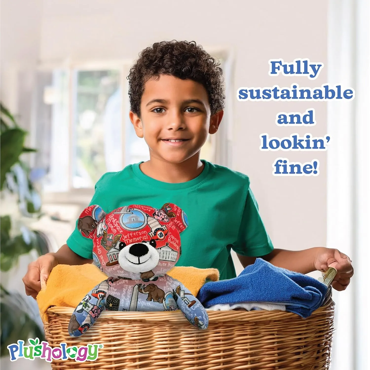 Totally United Arizona Eco Friendly Teddy Bear Stuffed Animal; Ultra Soft and Cuddly Bear Plush for Kids 3 Years Old to Adults; Child-Safe Embroidered Eyes; (9" Tall)