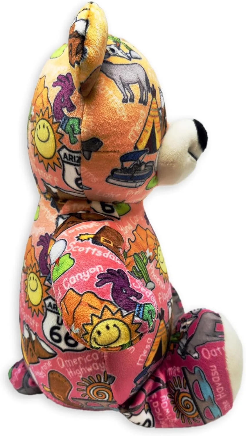 Totally United Arizona Eco Friendly Teddy Bear Stuffed Animal; Ultra Soft and Cuddly Bear Plush for Kids 3 Years Old to Adults; Child-Safe Embroidered Eyes; (9" Tall)