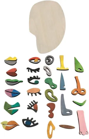 TOYANDONA Montessori Face Puzzle Wooden Face Puzzle Picasso Art Puzzle Playset Wooden Montessori Puzzles 26 Wooden Parts for Childrens Imagination and Creativity DIY Jigsaw Toys