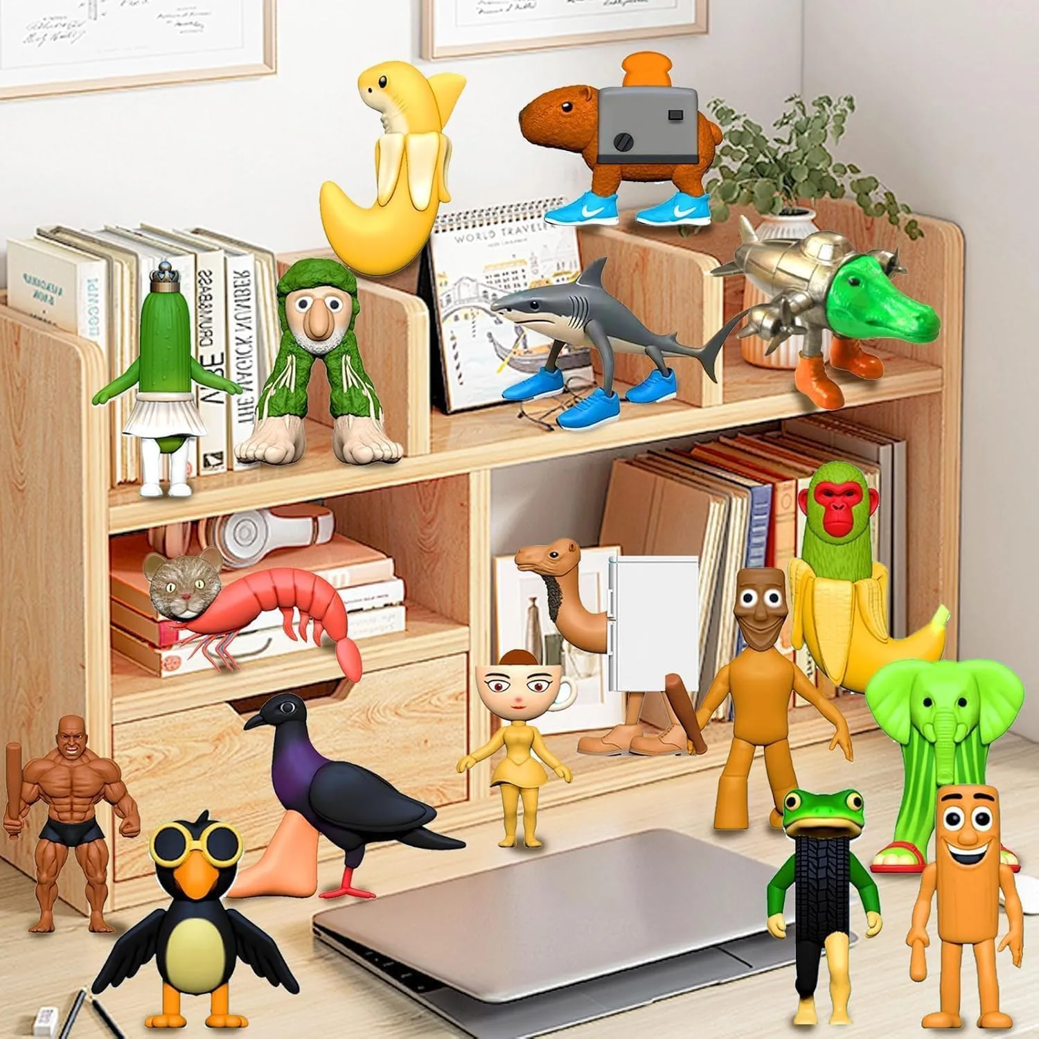 Tra-lalero Tra-lala Action Figures Italian Brainrot Animals Tung-Tung-Tung Sahur Figure Birthday Decorations Gifts for Fans Office Room Figurine Decor