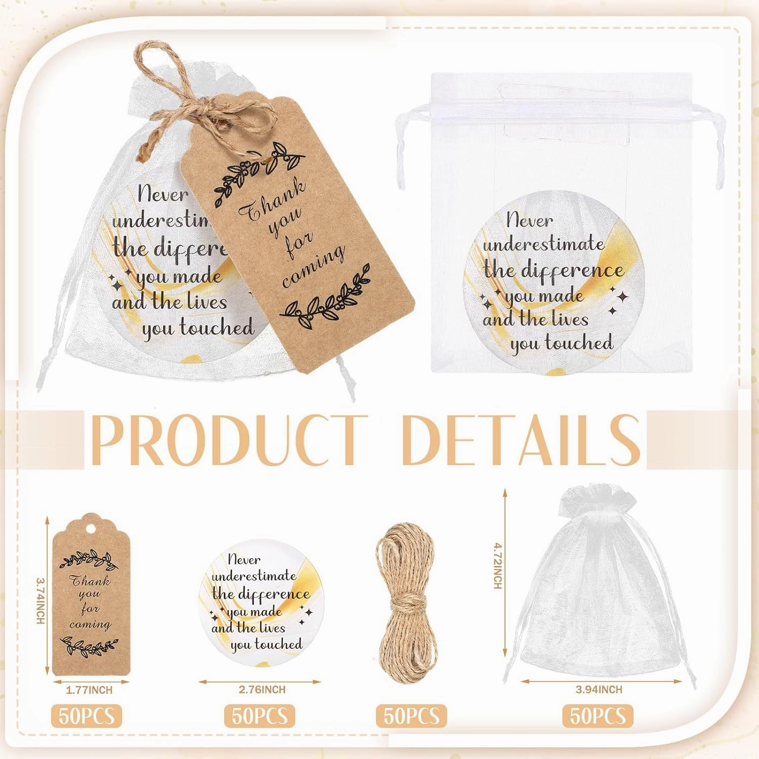 Tradder 50 Sets 2. 76" Compact Mirrors Bulk Inspirational Appreciation Women Employee Gifts Small Purse Pocket Makeup Mirrors for Graduation Gifts Wedding Bridal Souvenir Bags(Gold and White)