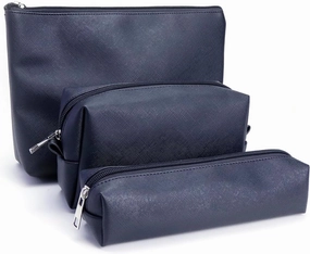 Travel Makeup Bags Set, 3-Piece Large Toiletry Organizer, Multi-Size Cosmetic Bags with Zipper (Black)