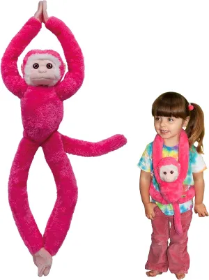 Tree Huggers - Pink Squirrel Monkey from Deluxebase. Hanging Stuffed Animals Made from Recycled Plastic Bottles. Eco-Friendly Cuddly Plush Toy and Perfect Cuddly Gift for Kids