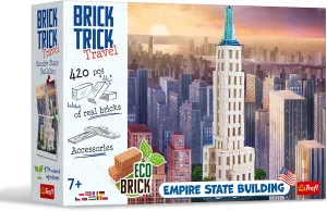 Trefl Travel: Empire State Building - Build from Brick Travel, New York EKO Bricks, 260 Bricks, Reusable, Creative Set for Children from 7 Years