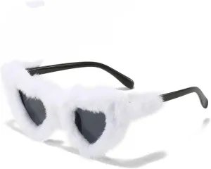 Trendy Rectangle Sunglasses Women Punk Plush Sun Glasses Ladies Uv400 Shades Fashion