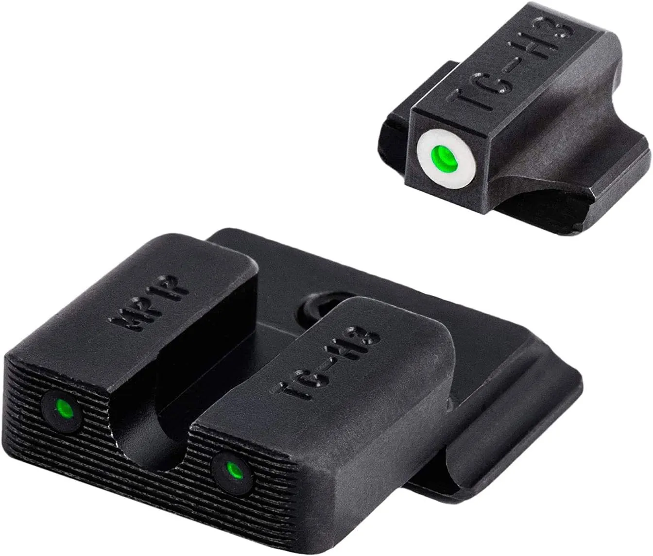 Tritium Pro Night Sights, Compatible with Smith & Wesson Handgun Models Glow-in-The-Dark Front & Rear Gun Sight Set with Focus Lock Front Ring