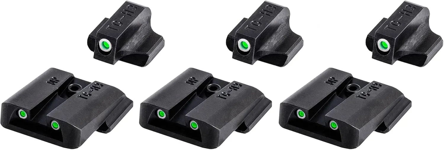 TruGlo Tritium Glow in The Dark Compact Pistol Optic with Transitioning Green and White Dot for Smith & Wesson M&P Series Pistols, Black (3 Pack)