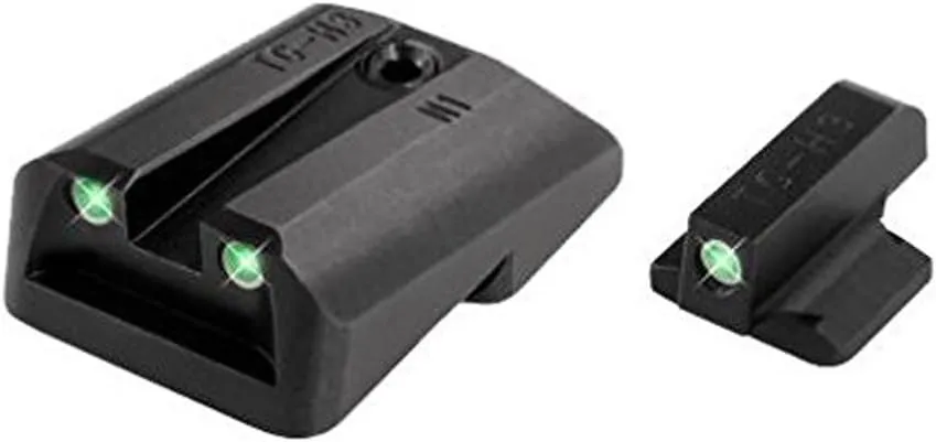 Truglo Tritium Handgun Sight High-Visible Front & Rear Night Sights with Daylight White Dots & Low-Light Tritium Glowing Green Dots, Compatible with 1911 Handguns