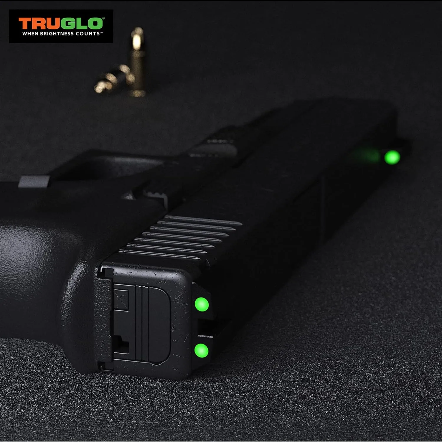 TRUGLO Tritium Pro Night Sights, Compatible with Glock Handgun Models | Compact Durable Glow-in-The-Dark Front & Rear Gun Sight Set with Focus Lock Front Ring