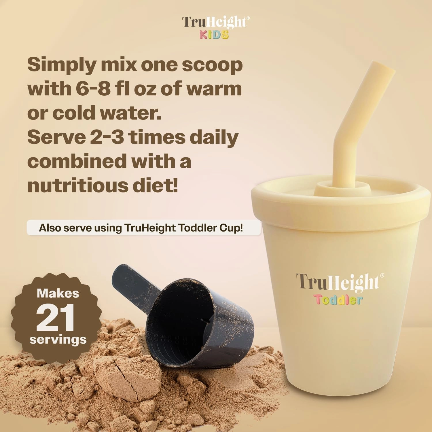 TruHeight Toddler Advanced Formula  (Chocolate) 16 Vitamins Including C, D, Protein & Iron for 1, 2, 3 Years Old, Milk Based Nutritional Drink, Toddler Complete Nutrition 12-36 Months - Non GMO