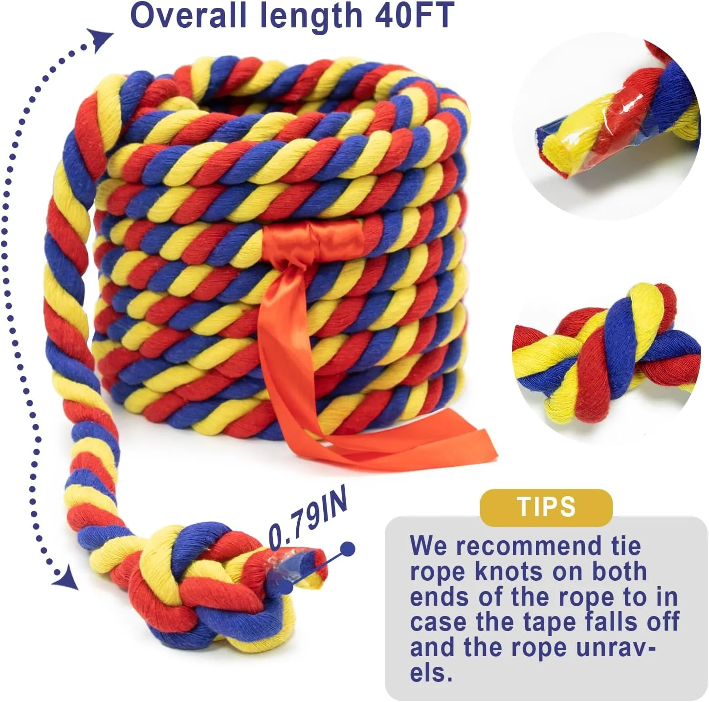 Tug of War Rope for Kids and Adults,40FT Tug a War Rope for Outdoor Games Field Day Family Reunion Birthday Party Games, Summer Outside Yard Backyard Lawn Picnic Games, Team Building Games