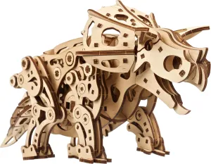 UGEARS Wooden 3D Puzzle - Triceratops Dinosaur DIY Craft Kit for Adults - Mechanical Model Kit - 400 Pcs