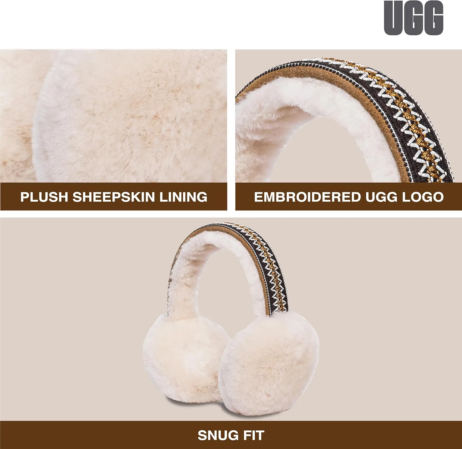 UGG EARMUFF UGG Women's Sheepskin Tasman Earmuff, Chestnut, One Size