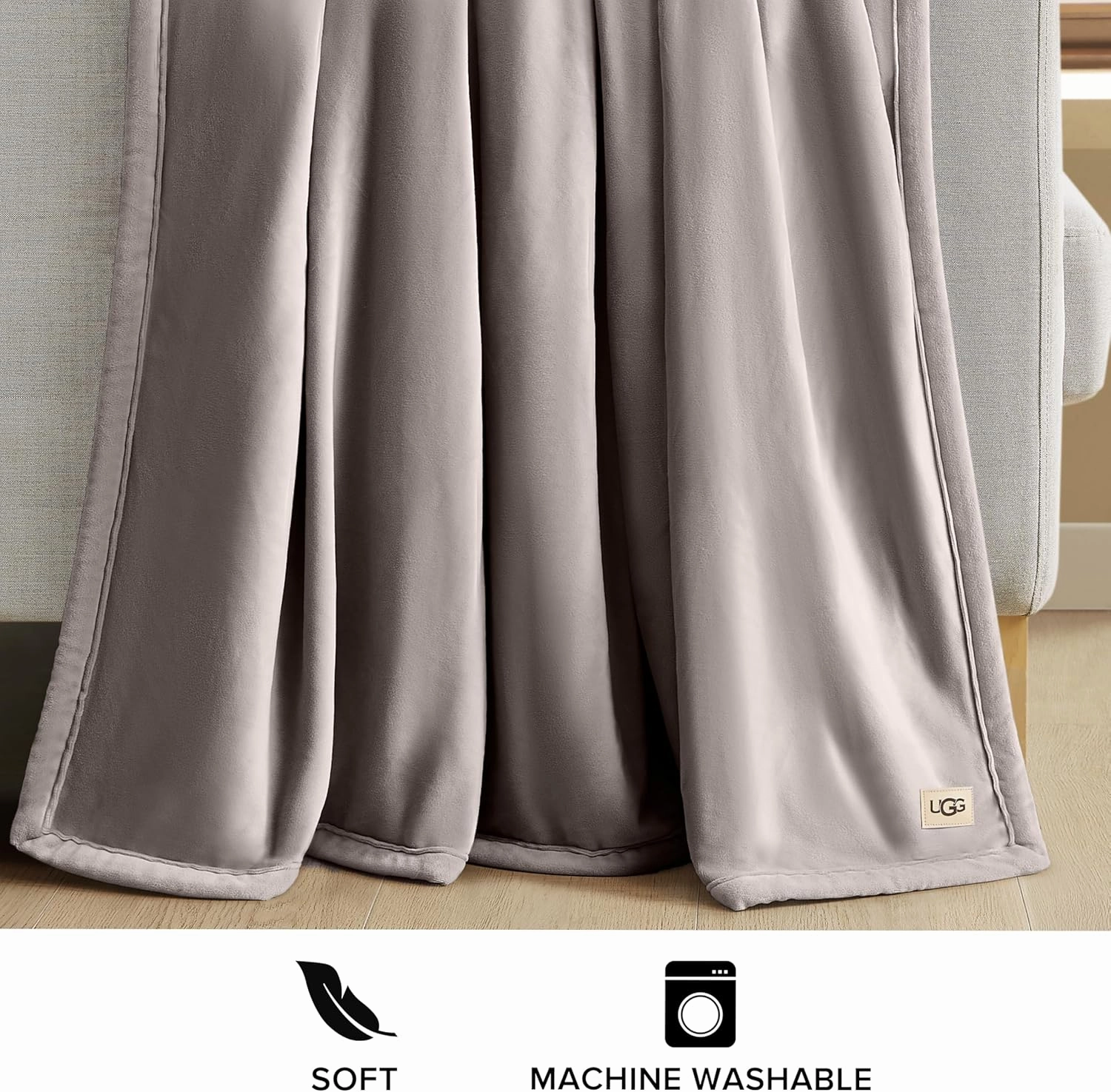UGG Bliss Throw Blanket Plush Soft Fleece Fluffy Blankets for Bed or Couch Oversized Warm Reversible Machine Washable Medium Weight Home Decor Giftable Throw, 50-inch x 70-inch, Oyster Brown