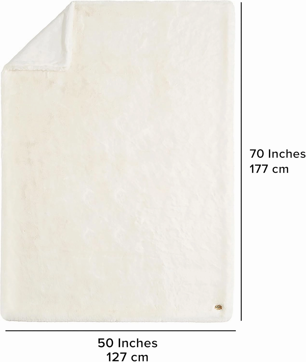 UGG Euphoria Plush Faux Fur Throw Blanket Medium Weight Reversible Luxury Soft Throw for Couch Bed or Chair Hypoallergenic Machine Washable Home Decor Fluffy Blanket, 50-inch x 70-inch, White Snow
