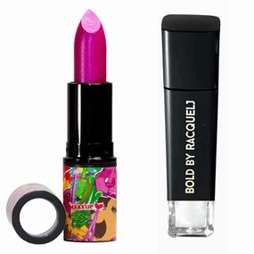 Ultra Smooth Satin Hot Pink Lipstick & Clear Lip Gloss Set, Flaming Fuschia & Evah Fresh