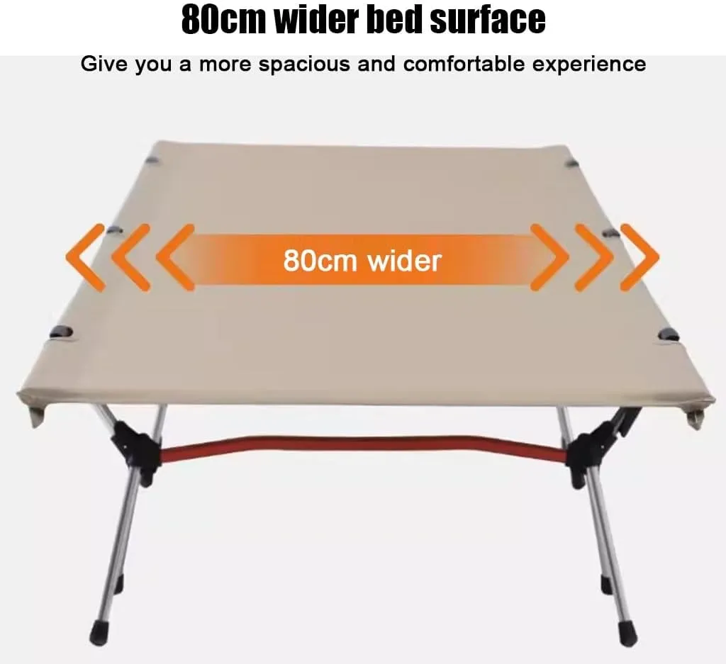Ultralight Folding Tent Camping Cot Bed, Portable Compact for Outdoor Travel, Base Camp, Hiking, Lightweight Backpacking(Beige)