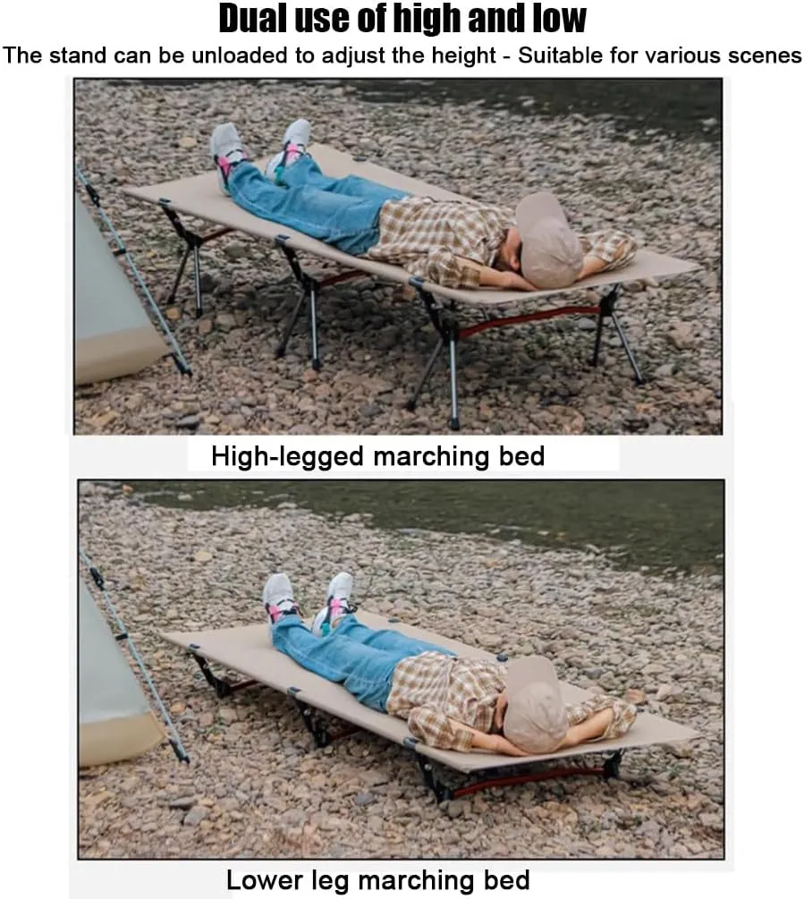 Ultralight Folding Tent Camping Cot Bed, Portable Compact for Outdoor Travel, Base Camp, Hiking, Lightweight Backpacking(Beige)