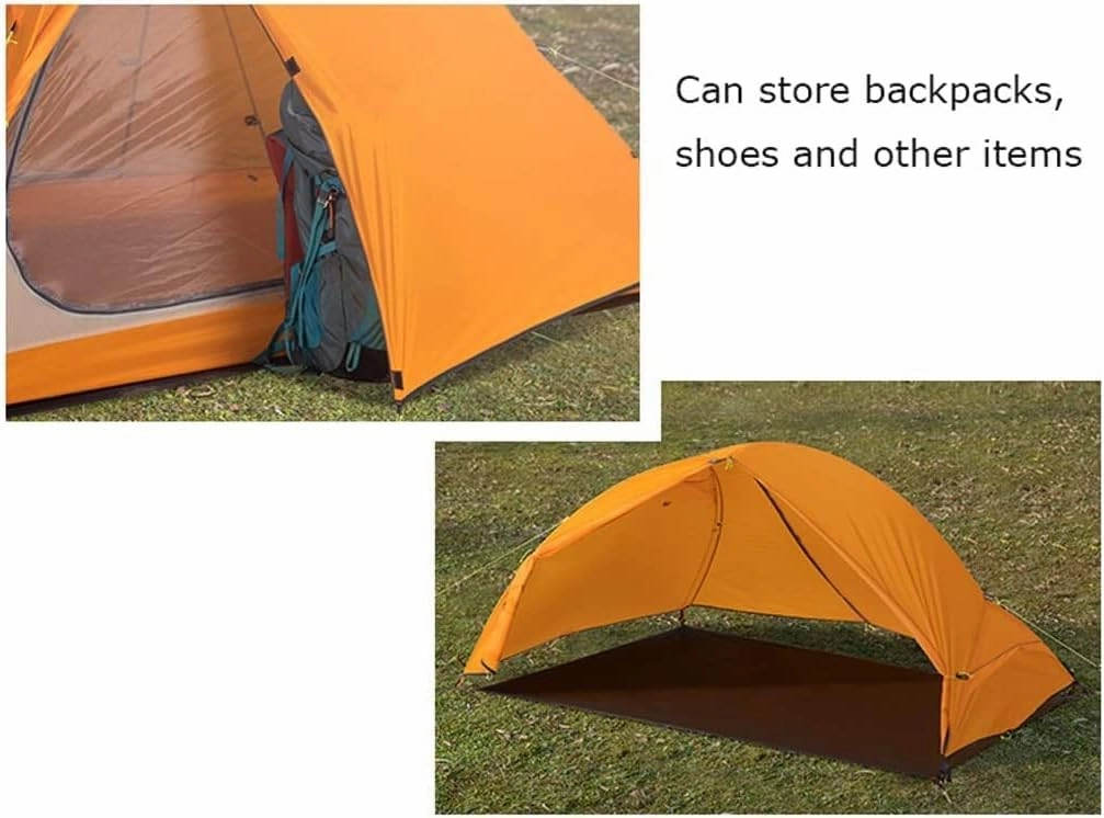 Ultralight Camping Tent 2 Person with 2 Doors Easy Set Up Double Layer Waterproof Tent for Hiking Outdoor Tents for Camping (Orange 215X135X105cm)