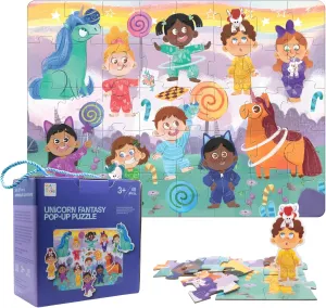 Unicorn Kids Jigsaw Puzzle Ages 3-6, 40 Pieces   10 Pop-Ups, Preschool Educational Fine Motor Skills. Crazy Little Books Fantasy Floor Puzzle for Girls