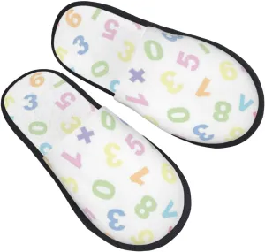Unisex Cozy Indoor Furry Slipper-Colorful Math Symbols Plush House Slippers Warm Bedroom Shoes