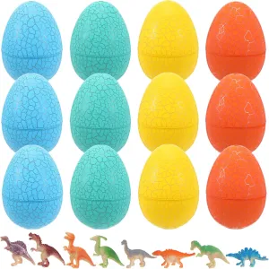 UPKOCH Dinosaur Egg Toys, 12pcs Educational with Dinosaur Figures, Montessori Learning Toys for Toddlers, Assorted Colors, 2.75 x 1.89 x 1.89 in